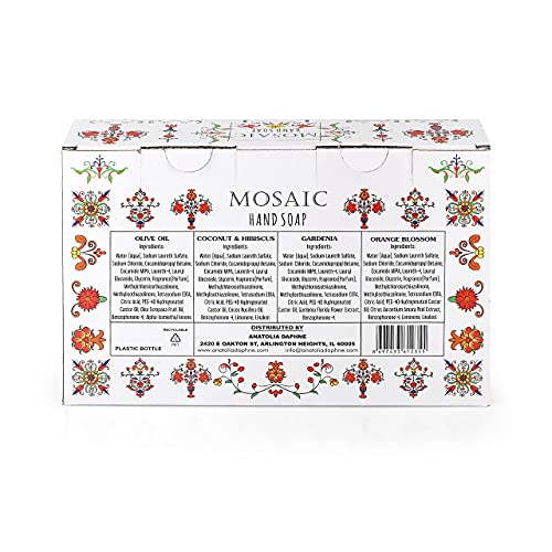 Mosaic Liquid Hand Soap / Hand Wash Gift Set, Ideal Bathroom Hand Soap and Ki...