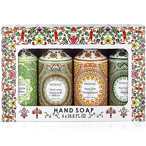Mosaic Liquid Hand Soap / Hand Wash Gift Set, Ideal Bathroom Hand Soap and Ki...