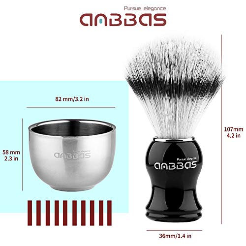 Anbbas Faux Badger Shaving Brush Set with 3.5OZ Milk Shaving Soap and Bowl St...