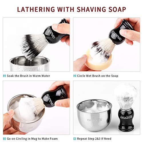 Anbbas Faux Badger Shaving Brush Set with 3.5OZ Milk Shaving Soap and Bowl St...