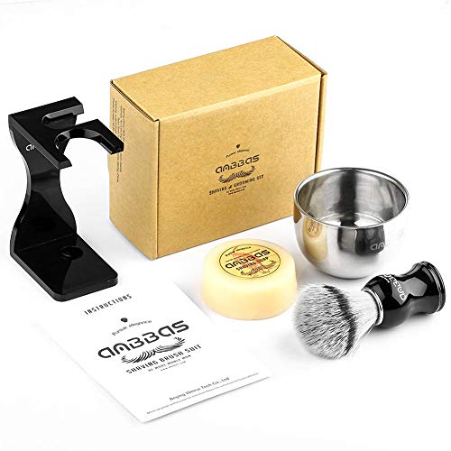 Anbbas Faux Badger Shaving Brush Set with 3.5OZ Milk Shaving Soap and Bowl St...