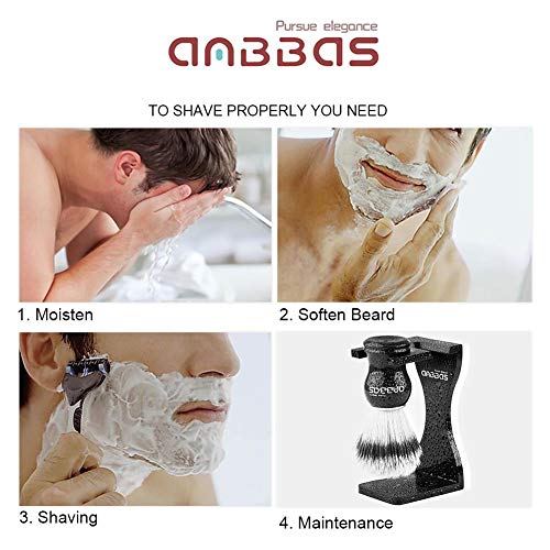 Anbbas Faux Badger Shaving Brush Set with 3.5OZ Milk Shaving Soap and Bowl St...