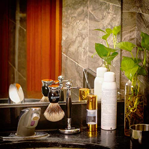 Shaving Brush and Stand, Anbbas Silvertip Badger Hair Brush Set with Stainles...