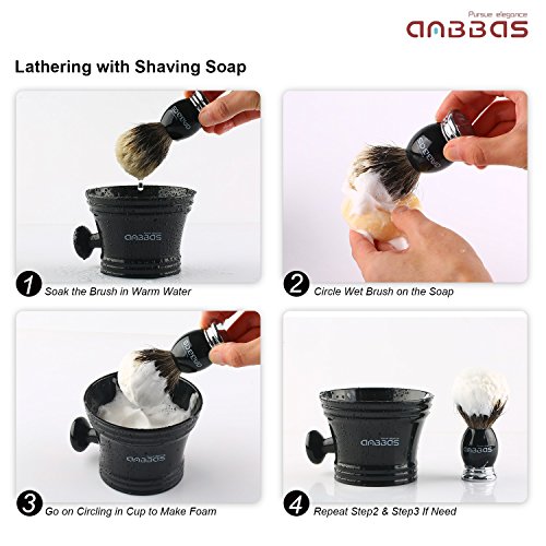 Shaving Brush and Stand, Anbbas Silvertip Badger Hair Brush Set with Stainles...