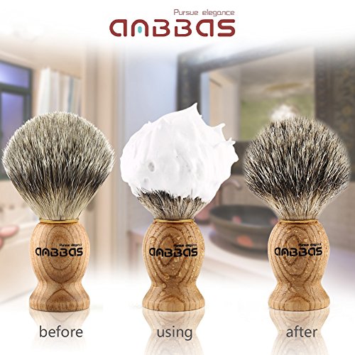 Shaving Brush, Handmade Pure Badger Hair Brush with Natural Manchurian Ash Wo...