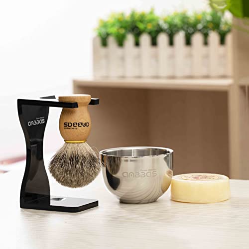 Shaving Set, Anbbas 4in1 Pure Badger Hair Shaving Brush Solid Manchurian Ash ...