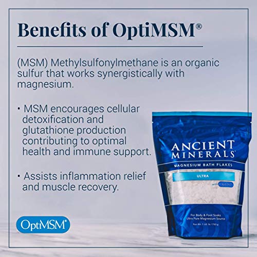 Ancient Minerals Magnesium Bath Flakes Ultra with OptiMSM - Resealable Magnes...