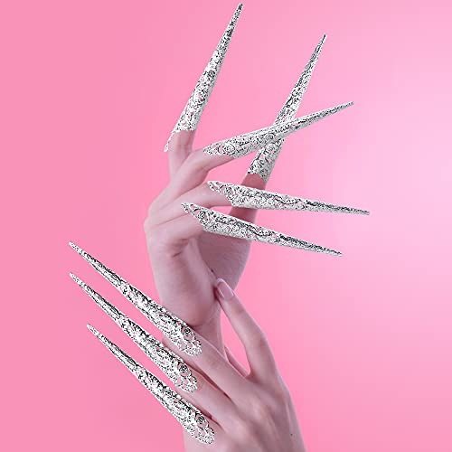 ANCIRS 10 Pack Finger Nail Tip Claw Rings, Ancient Queen Costume Fingertip Cl...