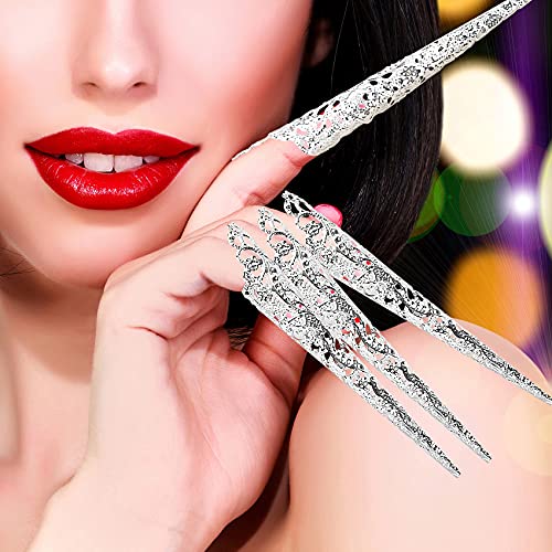 ANCIRS 10 Pack Finger Nail Tip Claw Rings, Ancient Queen Costume Fingertip Cl...