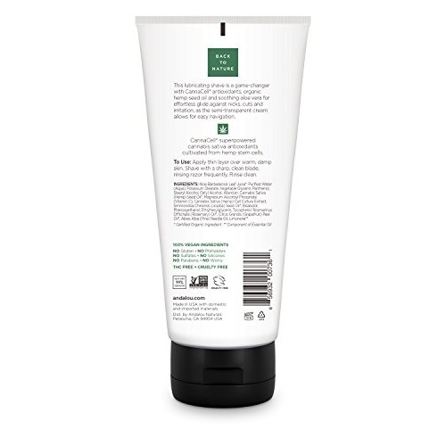 Andalou Naturals CannaCell MEN Smooth Glide Shave Cream, 6 Ounce
