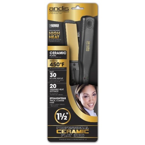 Andis 1.5-Inch High Heat Ceramic Hair Flattening Iron, Black (67770)