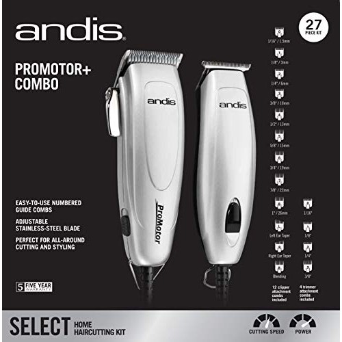 Andis 24565 Promotor + Combo 27 Piece Clipper/Trimmer Haircutting Kit, Silver...