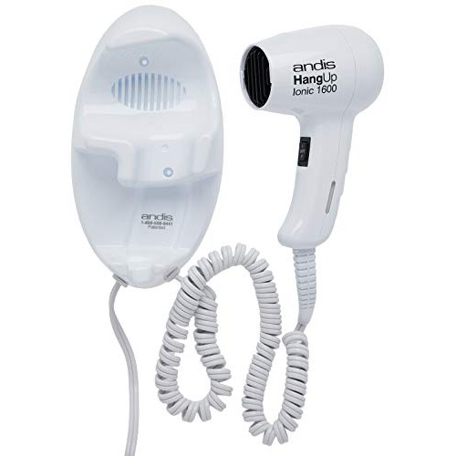 Andis 30760 1600-Watt Quiet Ionic Hang Up Wall Mounted Hair Dryer With Night ...