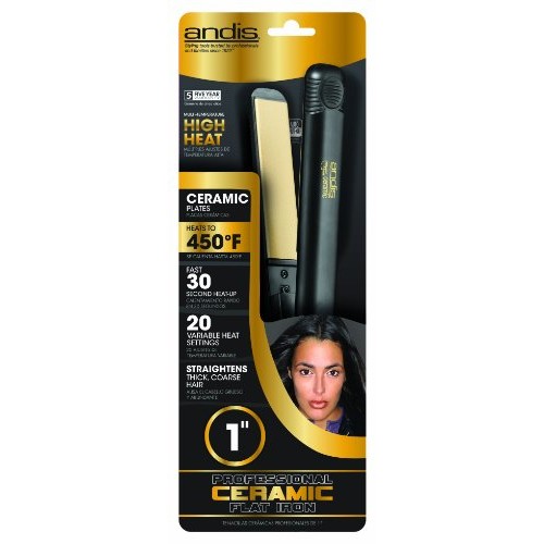 Andis High Heat Ceramic Hair Flat Iron 450 ºF, Black or Gold, 1"