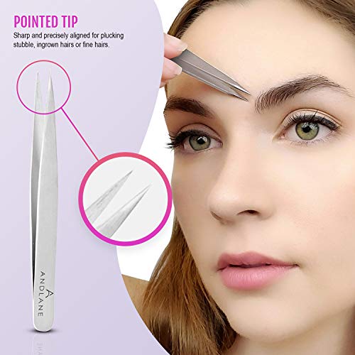 Andlane Eyebrow Tweezers set with Facial Hair Scissor – Precision Tweezers fo...