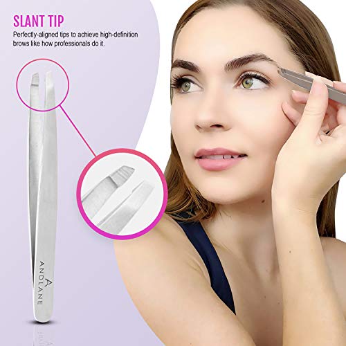 Andlane Eyebrow Tweezers set with Facial Hair Scissor – Precision Tweezers fo...