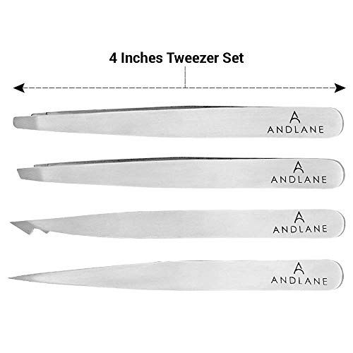 Andlane Eyebrow Tweezers set with Facial Hair Scissor – Precision Tweezers fo...