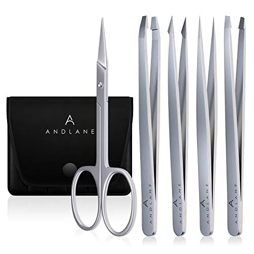 Andlane Eyebrow Tweezers set with Facial Hair Scissor – Precision Tweezers fo...