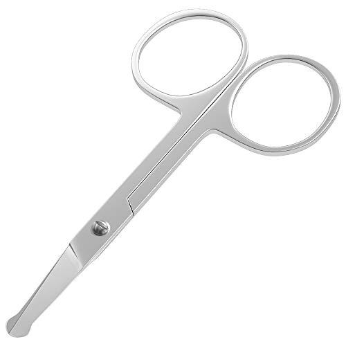 Facial Hair Scissors - Curved and Rounded - Eyebrow Scissors, Mustache, Nose ...