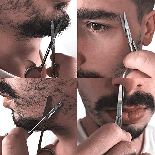 Facial Hair Scissors - Curved and Rounded - Eyebrow Scissors, Mustache, Nose ...