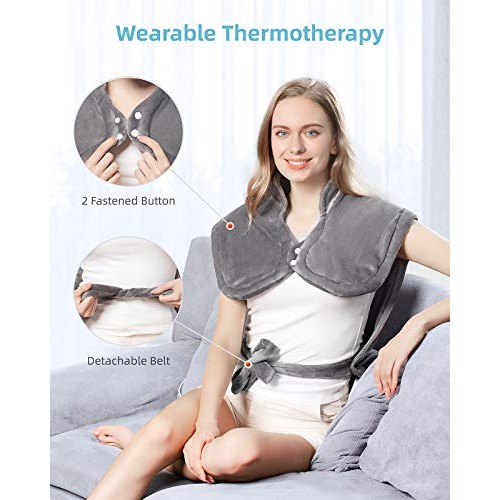 Electric Heating Pad, 32"x25" Extra Large Wearable Heated Pad for Neck and Sh...