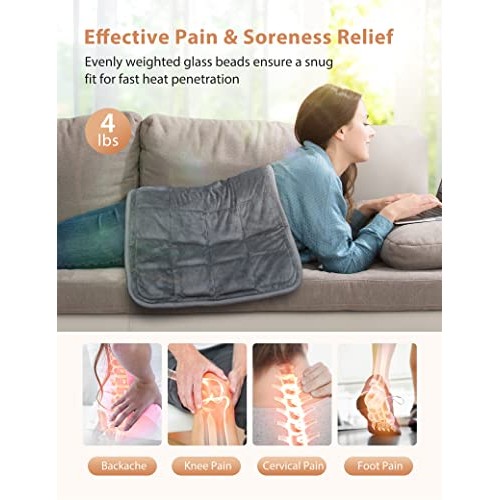 Weighted Heating Pad, Extra-Large Electric Heating Pad for Back Pain Relief, ...