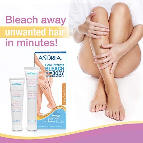 Andrea Extra Strength Bleach for Unwanted Body Hair with Crème Activator, 2 p...