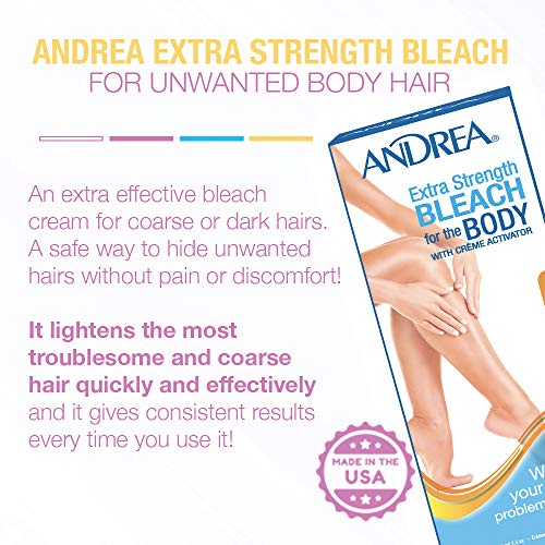 Andrea Extra Strength Bleach for Unwanted Body Hair with Crème Activator, 2 p...
