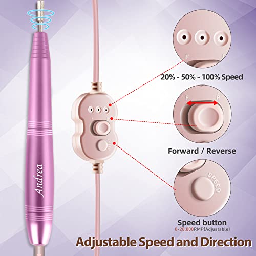 Andrea Nail Drill, Electric Nail File with 106 Sanding Bands and 6 Nail Drill...