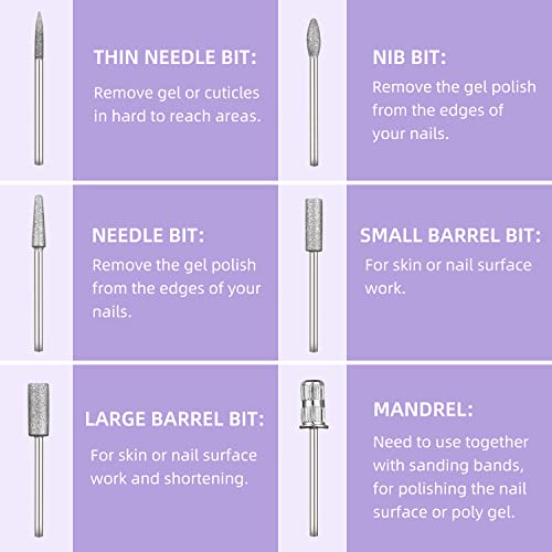 Andrea Nail Drill, Electric Nail File with 106 Sanding Bands and 6 Nail Drill...