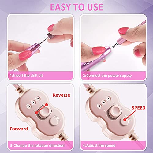 Andrea Nail Drill, Electric Nail File with 106 Sanding Bands and 6 Nail Drill...