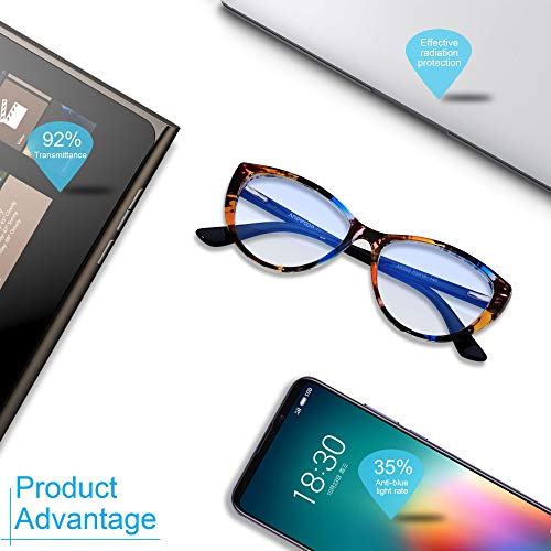 Blue Light Blocking Glasses Women Bluelight Blocker Computer Cateye Clear Cat...