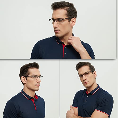 Reading Glasses Readers for Men Blue Light Blocking 3 PACK Metal Rectangle Co...