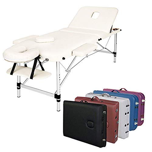 ANGEL USA 3-Section Aluminum 84" L Portable Massage Table Facial SPA Bed Tatt...