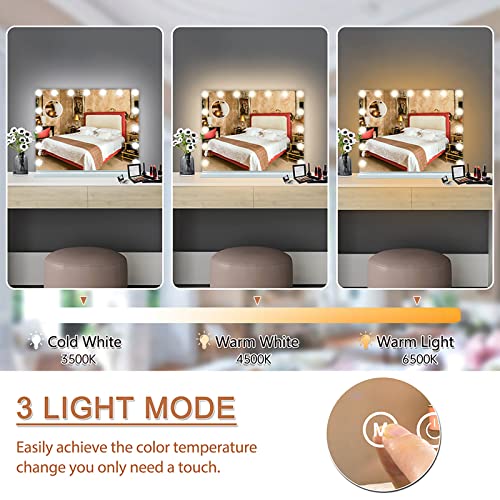 Angelbee Vanity Mirror with Lights Large Hollywood Vanity Mirror with 15 Dimm...