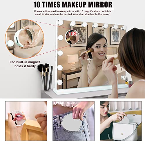 Angelbee Vanity Mirror with Lights Large Hollywood Vanity Mirror with 15 Dimm...