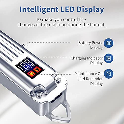 Hair Clippers for Men Full Metal Cordless Close Cutting T-Blade Trimmer Kit w...
