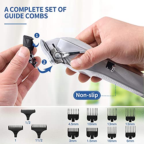 Hair Clippers for Men Full Metal Cordless Close Cutting T-Blade Trimmer Kit w...