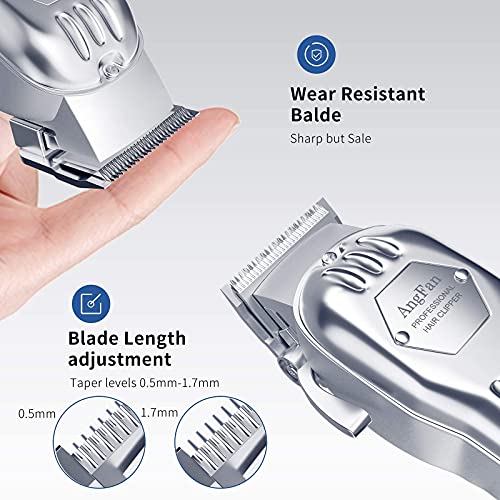 Hair Clippers for Men Full Metal Cordless Close Cutting T-Blade Trimmer Kit w...