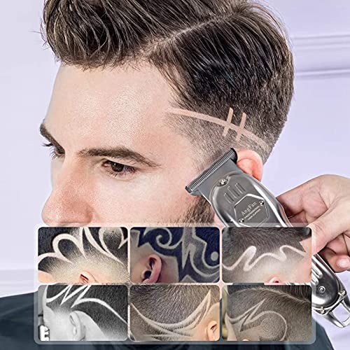 Hair Clippers for Men Full Metal Cordless Close Cutting T-Blade Trimmer Kit w...