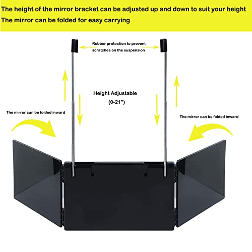 3 Way Mirror, Trifold Vanity Mirror 360°Trifold Mirror Hangable On Wall Or Ta...