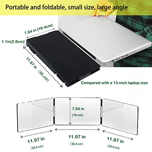 3 Way Mirror, Trifold Vanity Mirror 360°Trifold Mirror Hangable On Wall Or Ta...