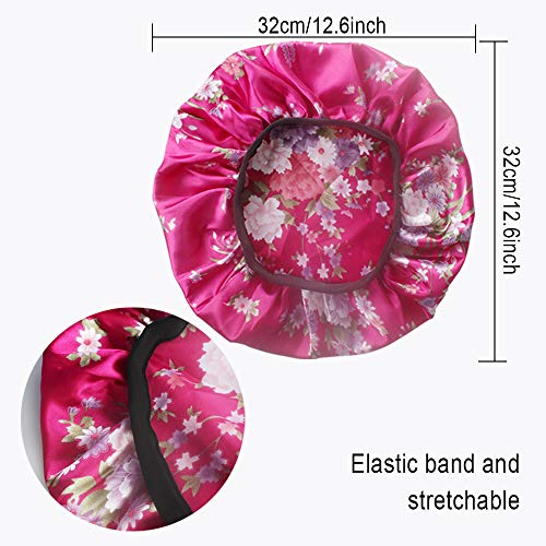 4 Pack Soft Satin Sleeping Cap Wide Band Salon Bonnet Silk Night Sleep Hat Ha...