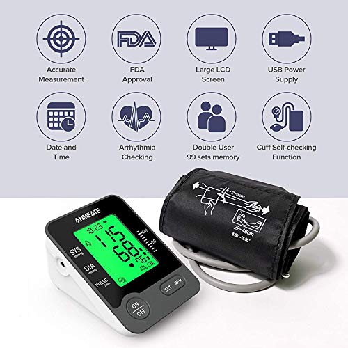 Blood Pressure Monitor, Automatic Upper Arm BP Machine with 2 x 99 Sets of Me...