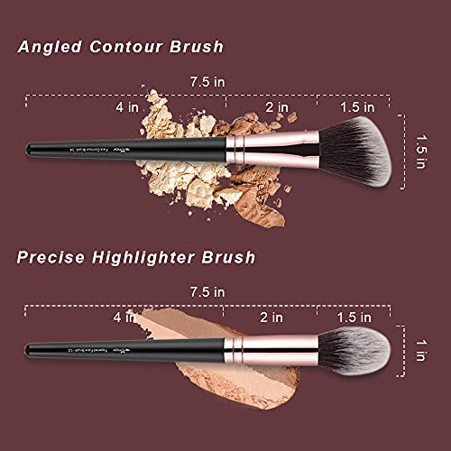 Anmor Contour and Highlighter Brush Set, Premium 2PCs Blush Bronzer Face Make...