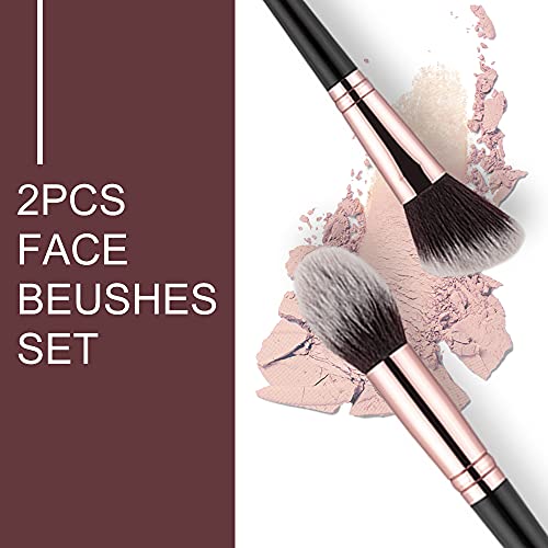 Anmor Contour and Highlighter Brush Set, Premium 2PCs Blush Bronzer Face Make...