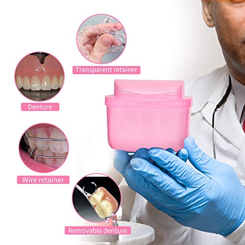 Dental Orthodontic Retainer Container Cleaning Case,Denture Bath Box Case Cup...