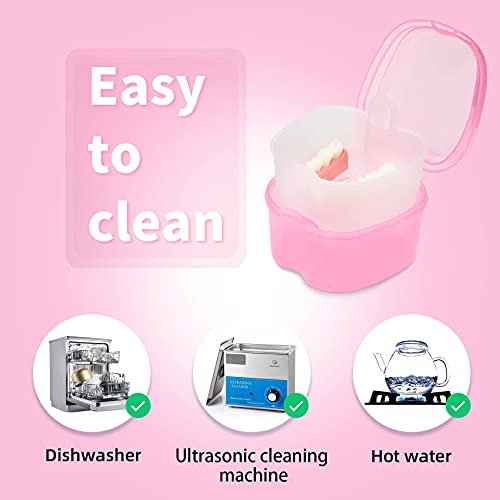 Dental Orthodontic Retainer Container Cleaning Case,Denture Bath Box Case Cup...