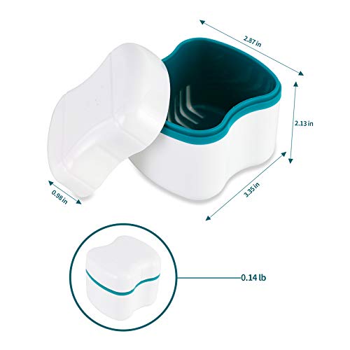 Denture Bath Case with Strainer Basket, Orthodontic Dental Retainer Storage S...
