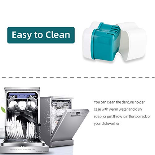 Denture Bath Case with Strainer Basket, Orthodontic Dental Retainer Storage S...